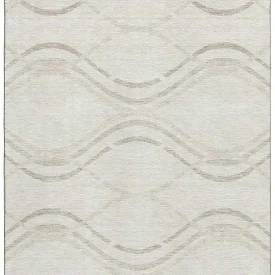 Ivory And Taupe Abstract Washable Area Rug With UV Protection Photo 4