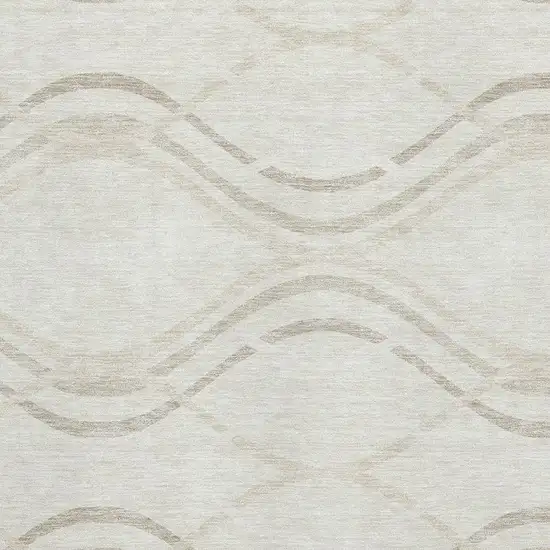 Ivory And Taupe Abstract Washable Area Rug With UV Protection Photo 3