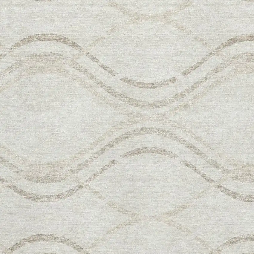 Ivory And Taupe Abstract Washable Area Rug With UV Protection Photo 3