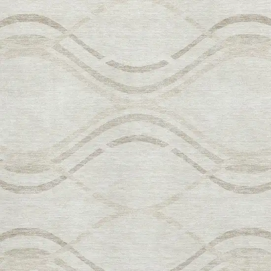 Ivory And Taupe Abstract Washable Area Rug With UV Protection Photo 3