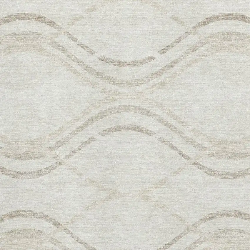 Ivory And Taupe Abstract Washable Area Rug With UV Protection Photo 3