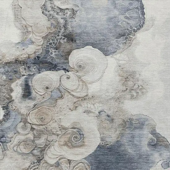 Ivory And Taupe Abstract Washable Indoor Outdoor Area Rug Photo 4