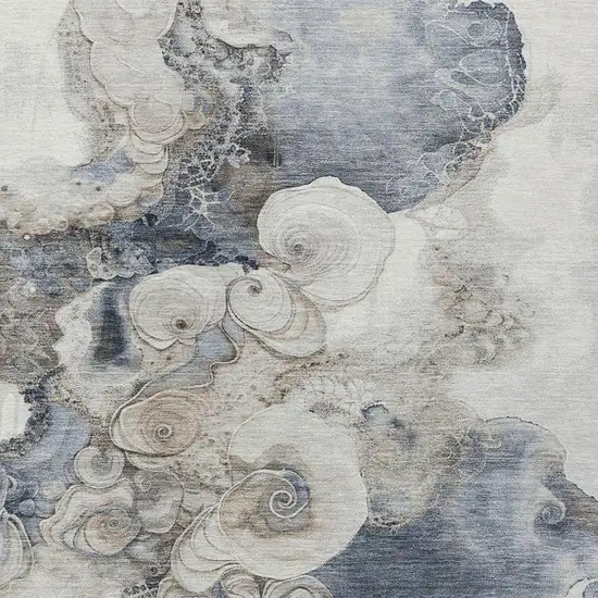 Ivory And Taupe Abstract Washable Indoor Outdoor Area Rug Photo 3