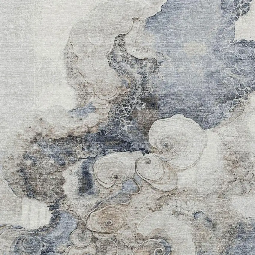 Ivory And Taupe Abstract Washable Indoor Outdoor Area Rug Photo 4