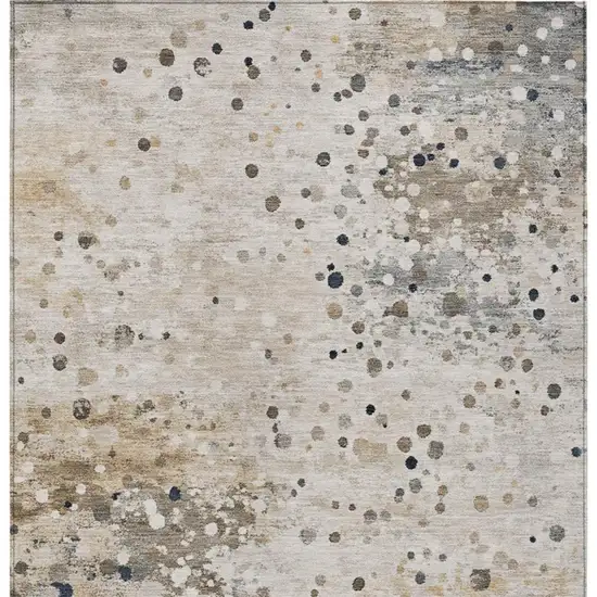 Ivory And Taupe Abstract Washable Indoor Outdoor Area Rug Photo 4
