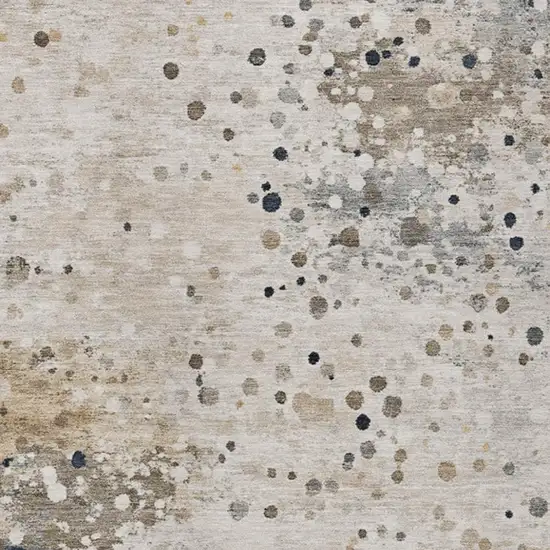 Ivory And Taupe Abstract Washable Indoor Outdoor Area Rug Photo 4