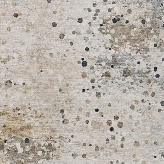 Ivory And Taupe Abstract Washable Indoor Outdoor Area Rug Photo 4