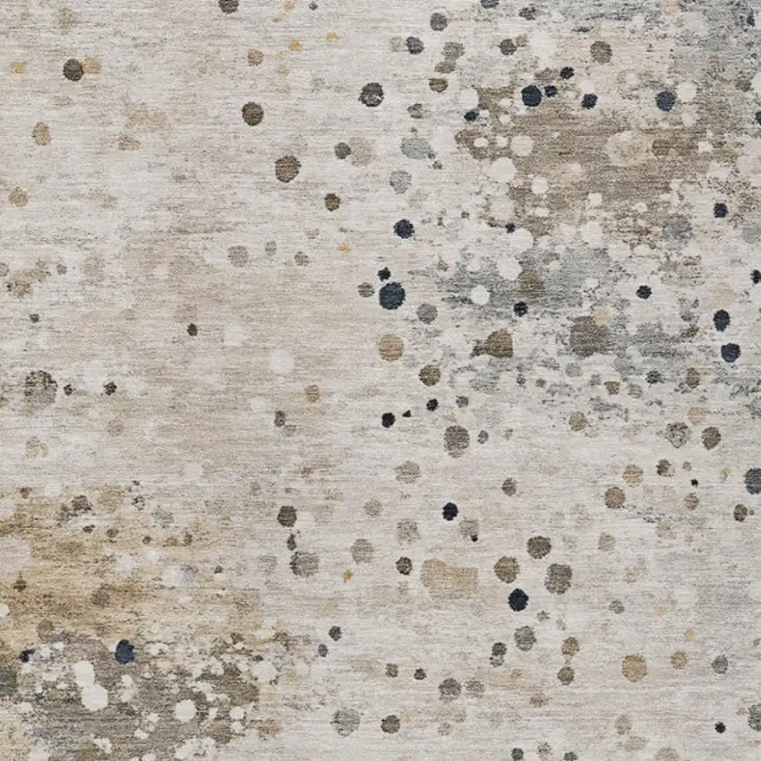 Ivory And Taupe Abstract Washable Indoor Outdoor Area Rug Photo 4