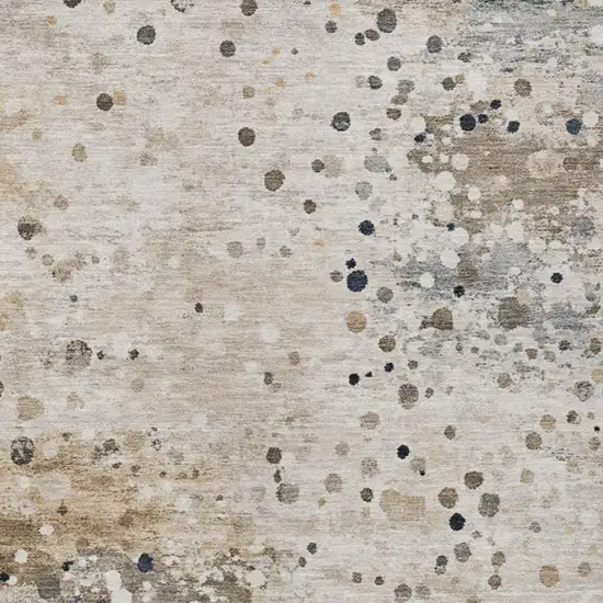 Ivory And Taupe Abstract Washable Indoor Outdoor Area Rug Photo 3