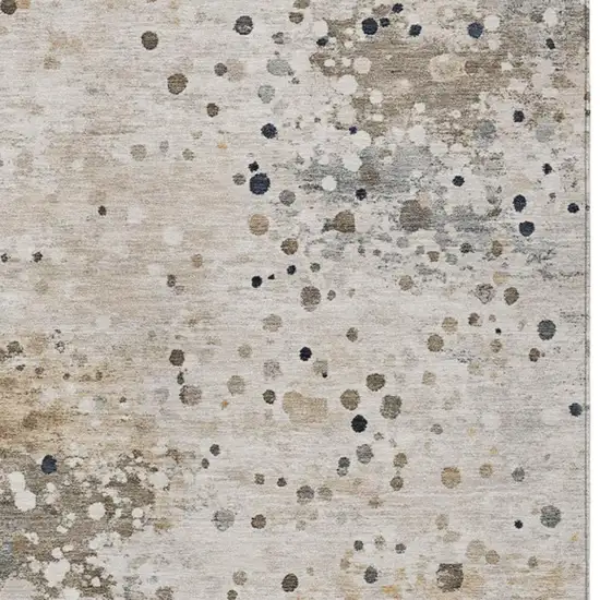 Ivory And Taupe Abstract Washable Indoor Outdoor Area Rug Photo 3