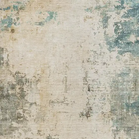 Ivory And Taupe Abstract Washable Indoor Outdoor Area Rug Photo 3