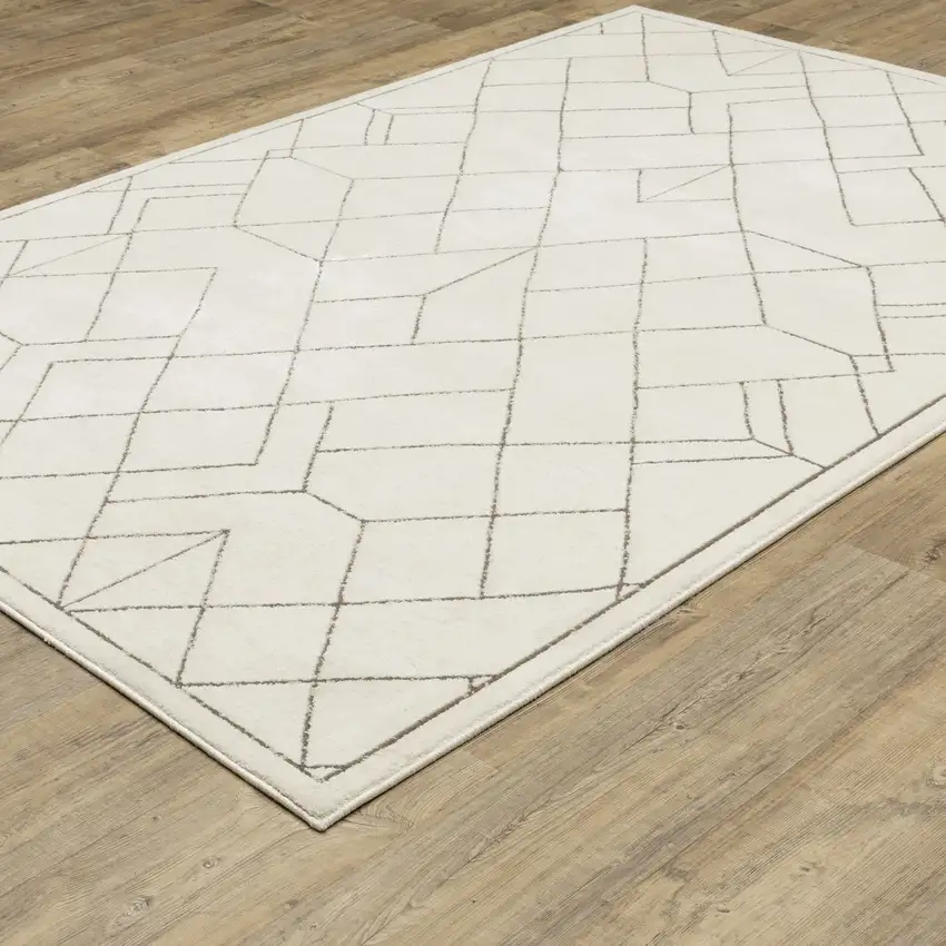 Ivory And Taupe Geometric Area Rug Photo 7