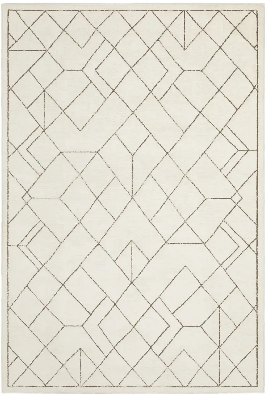 Ivory And Taupe Geometric Area Rug Photo 2