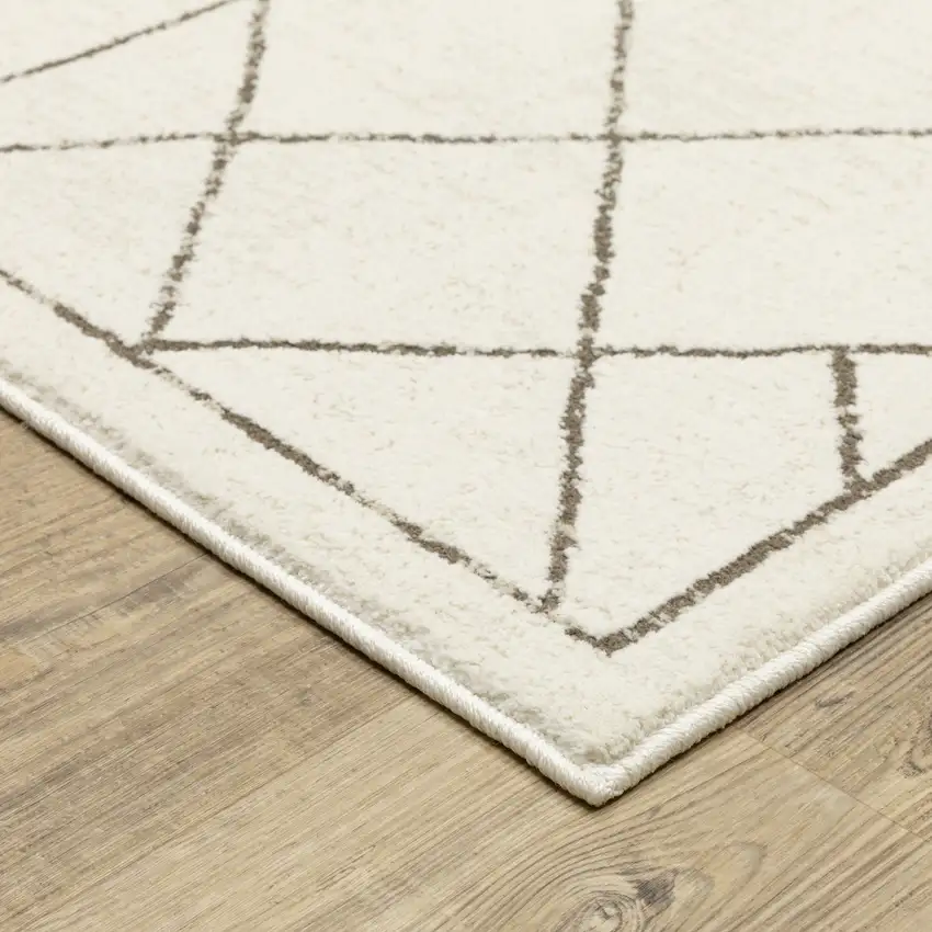 Ivory And Taupe Geometric Area Rug Photo 6