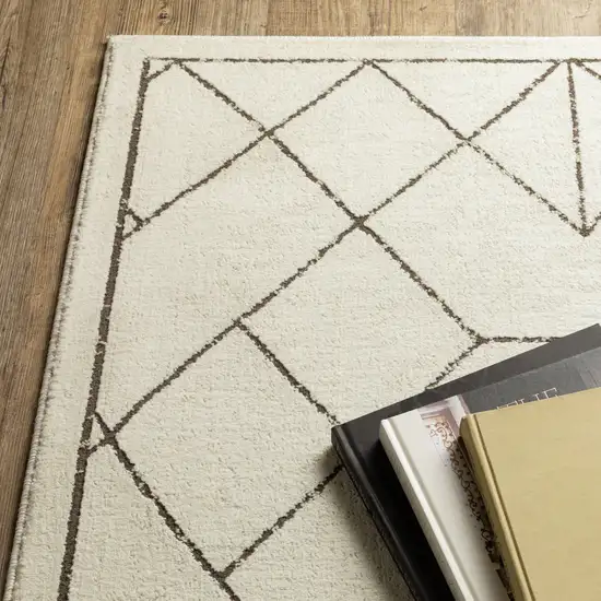 Ivory And Taupe Geometric Area Rug Photo 8