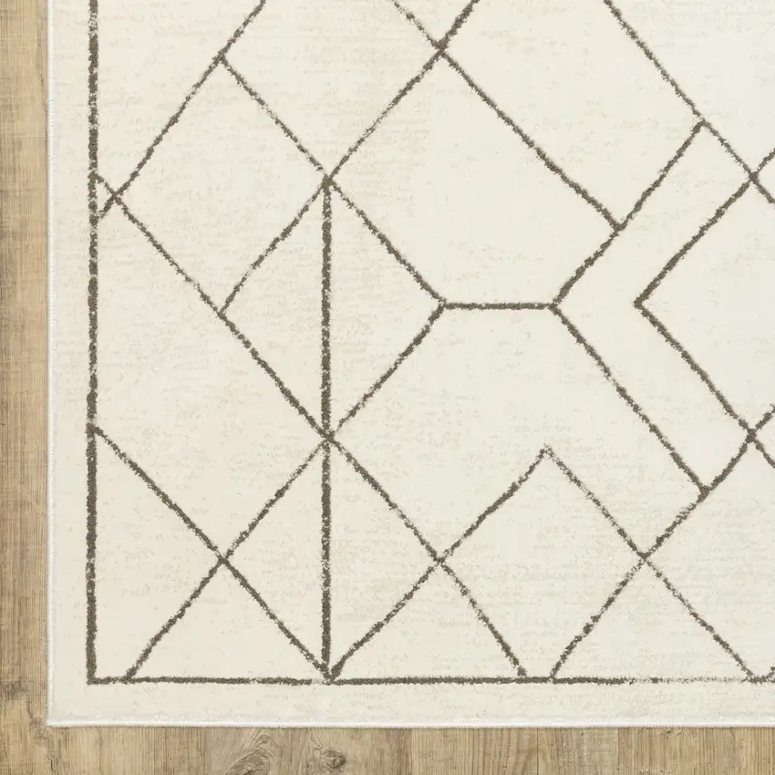 Ivory And Taupe Geometric Area Rug Photo 4