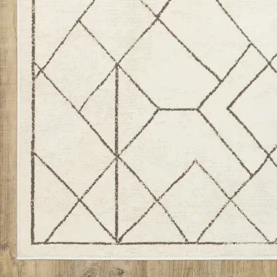 Ivory And Taupe Geometric Area Rug Photo 4