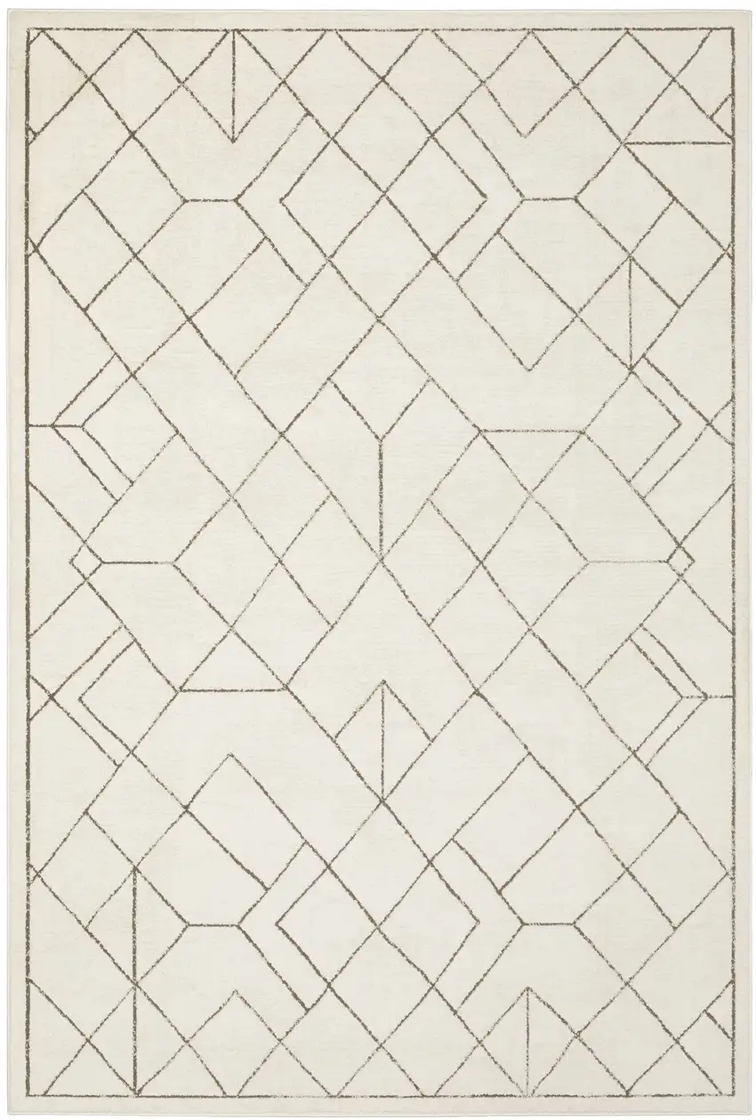 Ivory And Taupe Geometric Area Rug Photo 3