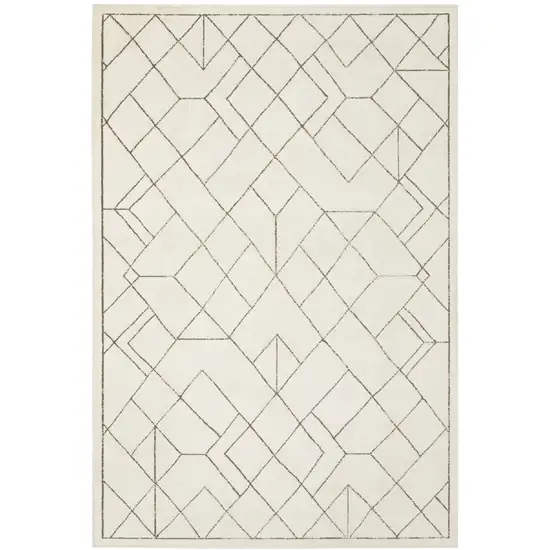 Ivory And Taupe Geometric Area Rug Photo 3