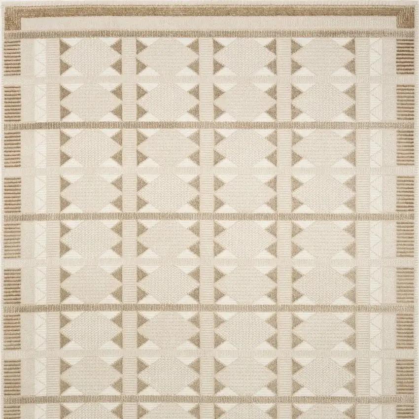 Ivory And Taupe Geometric Area Rug Photo 9