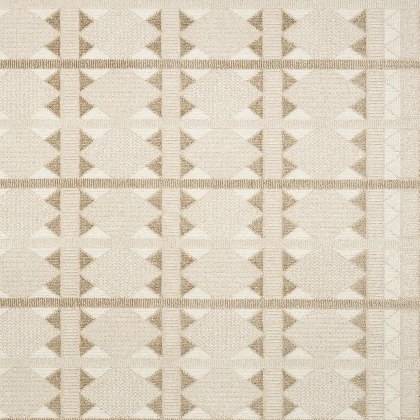 Ivory And Taupe Geometric Area Rug Photo 8