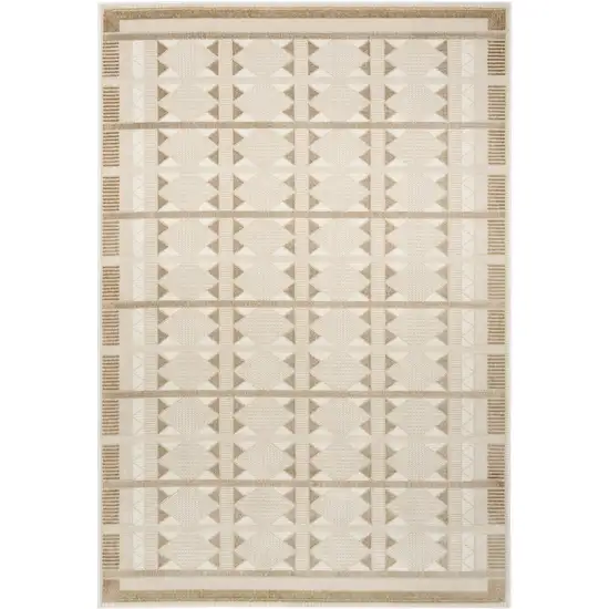 Ivory And Taupe Geometric Area Rug Photo 2