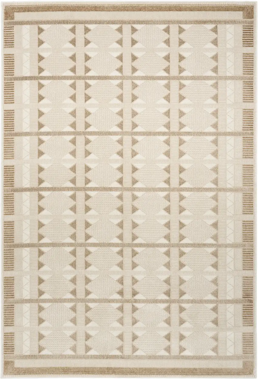 Ivory And Taupe Geometric Area Rug Photo 2