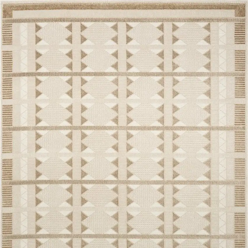 Ivory And Taupe Geometric Area Rug Photo 4