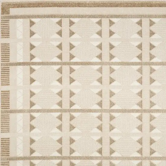 Ivory And Taupe Geometric Area Rug Photo 3