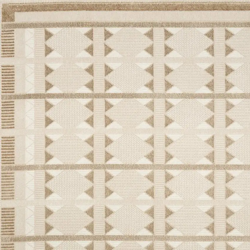 Ivory And Taupe Geometric Area Rug Photo 3