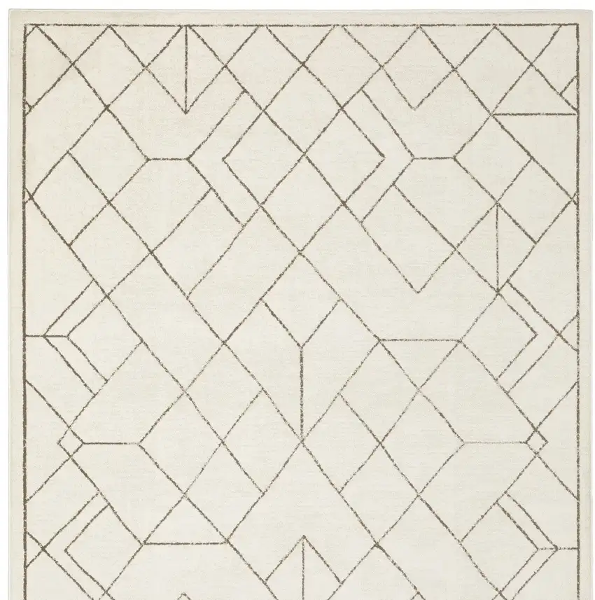 Ivory And Taupe Geometric Area Rug Photo 4