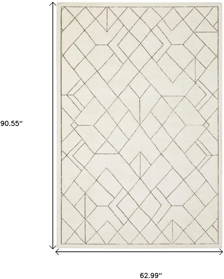 Ivory And Taupe Geometric Area Rug Photo 3