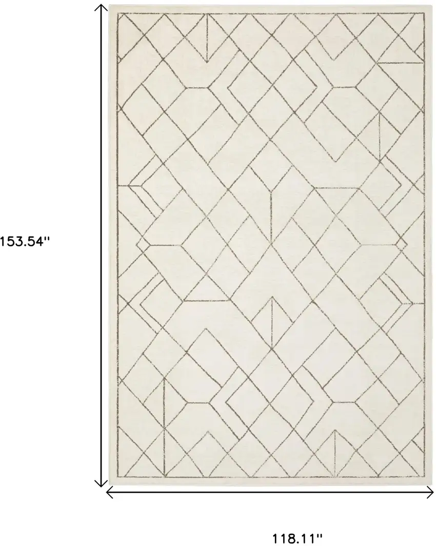 Ivory And Taupe Geometric Area Rug Photo 3
