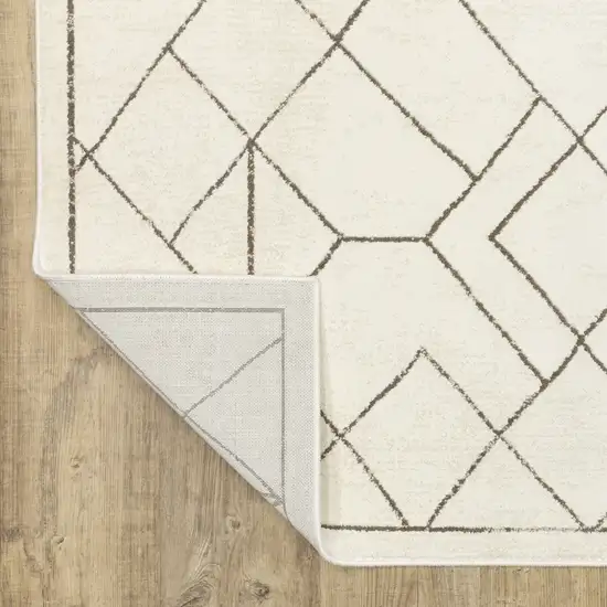 Ivory And Taupe Geometric Area Rug Photo 9