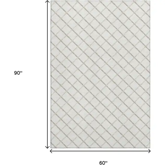 Ivory And Taupe Geometric Washable Area Rug With UV Protection Photo 3