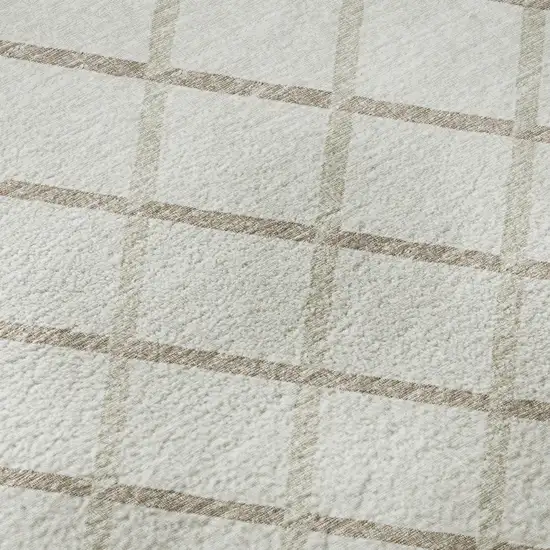 Ivory And Taupe Geometric Washable Area Rug With UV Protection Photo 9