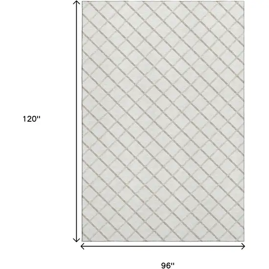 Ivory And Taupe Geometric Washable Area Rug With UV Protection Photo 3