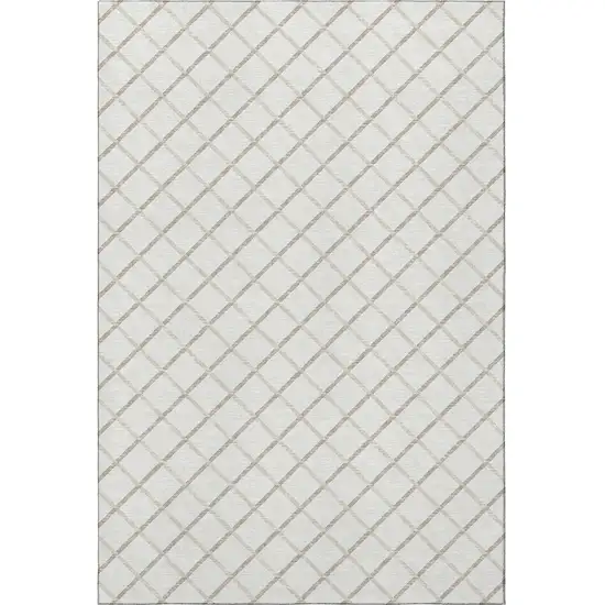 Ivory And Taupe Geometric Washable Area Rug With UV Protection Photo 4