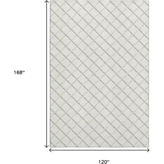 Ivory And Taupe Geometric Washable Area Rug With UV Protection Photo 3