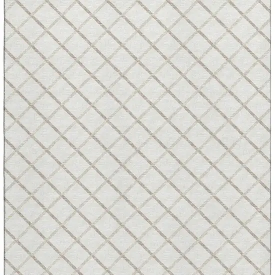 Ivory And Taupe Geometric Washable Area Rug With UV Protection Photo 4
