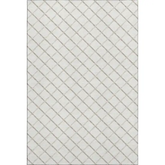 Ivory And Taupe Geometric Washable Area Rug With UV Protection Photo 2
