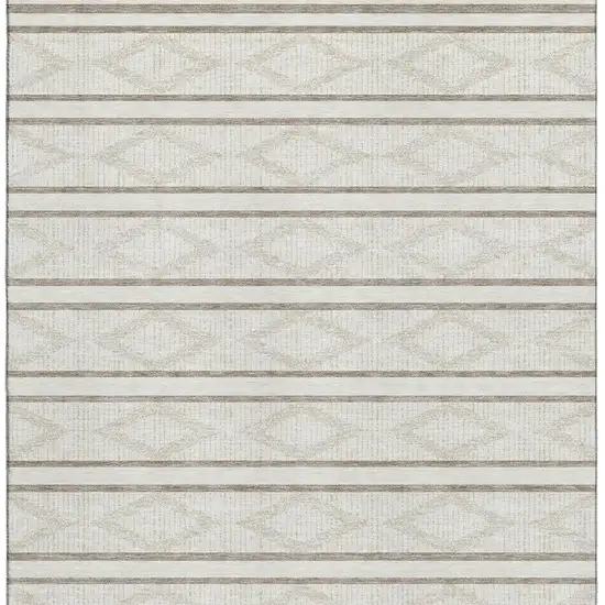 Ivory And Taupe Geometric Washable Area Rug With UV Protection Photo 3