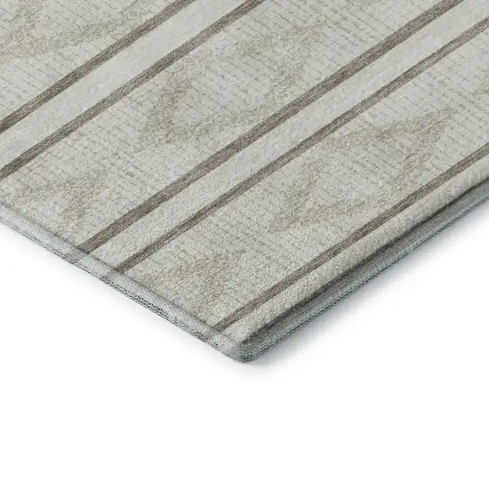 Ivory And Taupe Geometric Washable Area Rug With UV Protection Photo 7