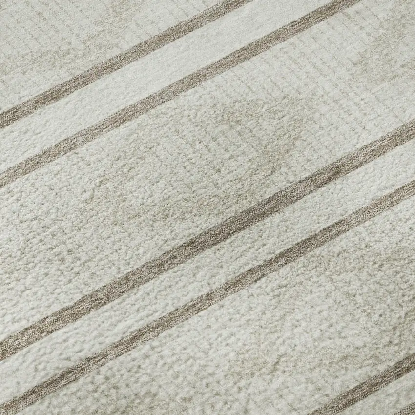 Ivory And Taupe Geometric Washable Area Rug With UV Protection Photo 8