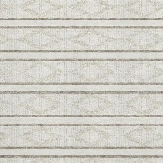 Ivory And Taupe Geometric Washable Area Rug With UV Protection Photo 2