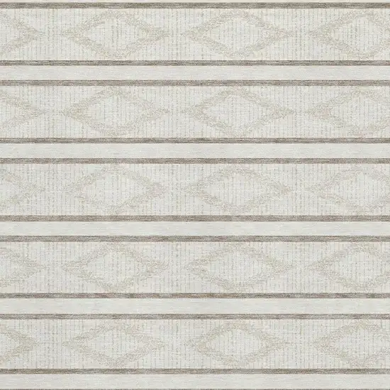 Ivory And Taupe Geometric Washable Area Rug With UV Protection Photo 2