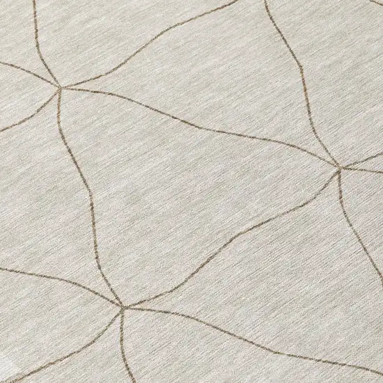 Ivory And Taupe Geometric Washable Indoor Outdoor Area Rug Photo 4