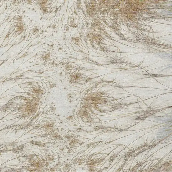 Ivory And Taupe Oriental Washable Indoor Outdoor Area Rug Photo 2