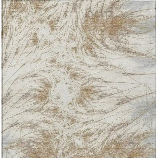 Ivory And Taupe Oriental Washable Indoor Outdoor Area Rug Photo 3