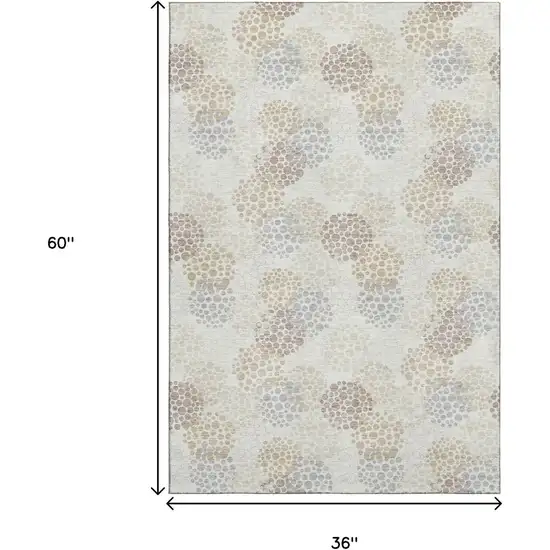 Ivory And Taupe Polka Dot Washable Area Rug With UV Protection Photo 3